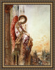 Meadow Angels - White Poppies Framed Prints - Angel Traveller by Gustave Moreau
