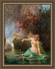 Water Framed Paintings - A Water Idyll 2 by Hans Zatzka