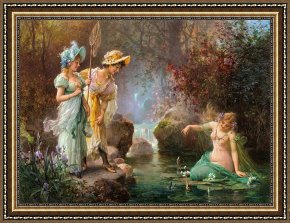 Water Framed Paintings - A Water Idyll by Hans Zatzka