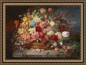 Spring Framed Prints - Still Life with Spring Flowers by Hans Zatzka