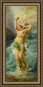 Water Framed Paintings - Water Nymph by Hans Zatzka