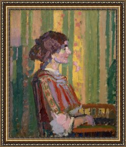 Mr And Mrs a Mosselman And Their Two Daughters Framed Paintings - Stanislawa De Karlowska (mrs. Robert Bevan) by Harold Gilman