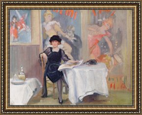 Lady Framed Prints - Lady at a Cafe table by Harry J Pearson