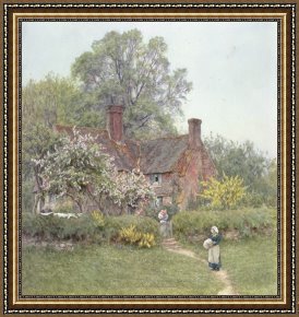 Clocktower Cottage Framed Paintings - Cottage at Chiddingfold by Helen Allingham