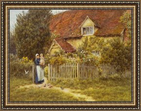 Exterior Framed Paintings - East End Farm Moss Lane Pinner by Helen Allingham