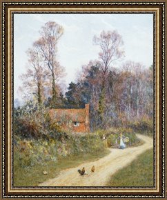Boar Lane Framed Prints - In a Witley Lane by Helen Allingham