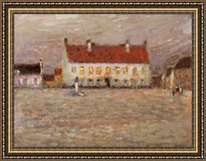 Square - Fort-philippe Framed Paintings - Square - Fort-Philippe by Henri Eugene Augustin Le Sidaner