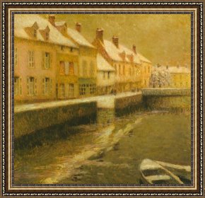 Sidaner Framed Prints - Canal in Bruges, Winter by Henri Le Sidaner