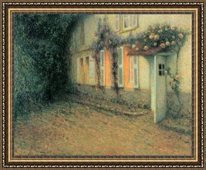Sidaner Framed Prints - Roses And Wisterias on The House by Henri Le Sidaner