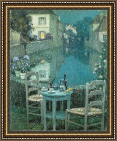 Sidaner Framed Prints - Small Table in Evening Dusk by Henri Le Sidaner