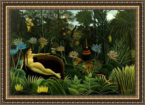 The Drummer Boy's Dream Framed Paintings - Dream by Henri Rousseau