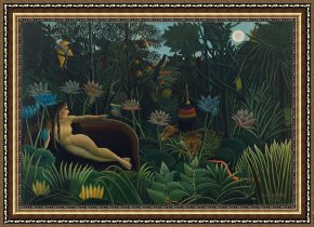 The Drummer Boy's Dream Framed Paintings - The Dream by Henri Rousseau