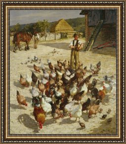 Herbert Framed Paintings - A Sussex Farm by Henry Herbert La Thangue