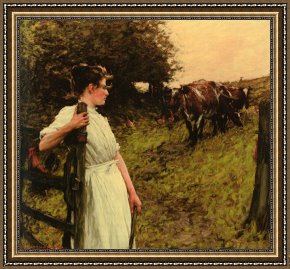 Henry Herbert La Thangue Framed Paintings - Back From The Common Heyshott, West Sussex by Henry Herbert La Thangue