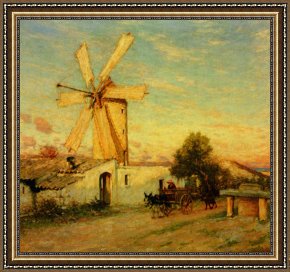 Henry Herbert La Thangue Framed Paintings - Moonrise in Spain by Henry Herbert La Thangue