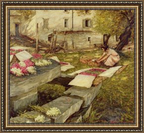 Henry Herbert La Thangue Framed Paintings - Picking Stocks by Henry Herbert La Thangue