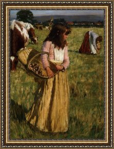 Henry Herbert La Thangue Framed Paintings - The Mushroom Gatherers by Henry Herbert La Thangue
