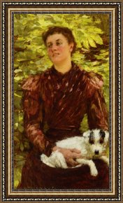 Henry Herbert La Thangue Framed Paintings - The Puppy by Henry Herbert La Thangue