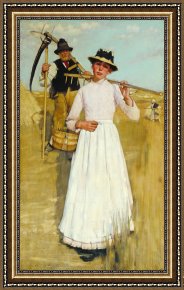 Henry Herbert La Thangue Framed Paintings - The Return of The Reapers by Henry Herbert La Thangue