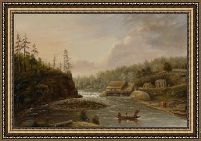 Exterior Framed Paintings - Cheevers Mill On The St. Croix River by Henry Lewis