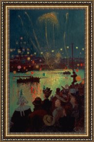 Henry Moret Framed Prints - Bastille Day at Lorient by Henry Moret