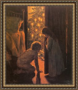 Henry Moret Framed Prints - The Christmas Tree by Henry Mosler