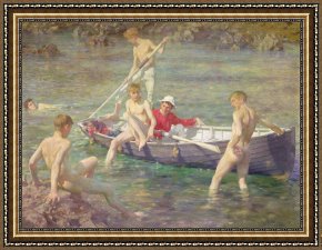 Tuke Framed Paintings - Ruby Gold and Malachite by Henry Scott Tuke