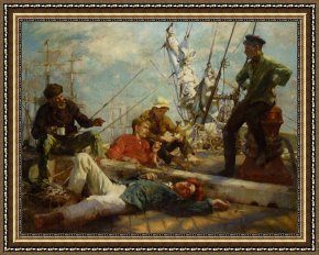 Tuke Framed Paintings - The Midday Rest by Henry Scott Tuke