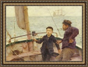 Tuke Framed Paintings - The Steering Lesson by Henry Scott Tuke
