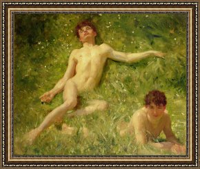 Tuke Framed Paintings - The Sunbathers by Henry Scott Tuke