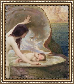 Water Framed Paintings - A Water Baby by Herbert James Draper