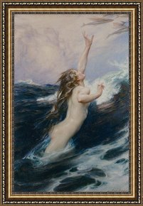 Unclothed Framed Paintings - Flying Fish by Herbert James Draper