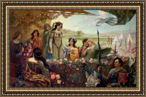 Herbert Framed Paintings - Lancelot and Guinevere by Herbert James Draper
