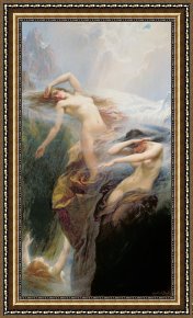 Unclothed Framed Paintings - The Mountain Mists by Herbert James Draper