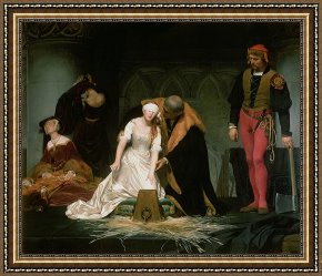 Execution Without Trial Under The Moorish Kings in Granada Framed Paintings - The Execution of Lady Jane Grey by Hippolyte Delaroche
