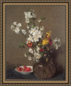 Spring Framed Prints - Spring Bouquet by Ignace Henri Jean Fantin-Latour