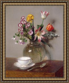 Spring Framed Prints - Spring Bouquet by Ignace Henri Jean Fantin-Latour
