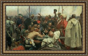 The Love Letter Framed Prints - The Zaporozhye Cossacks writing a letter to the Turkish Sultan by Ilya Efimovich Repin