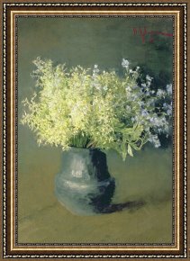 Wild Boar Framed Prints - Wild Lilacs And Forget Me Nots by Isaak Ilyich Levitan