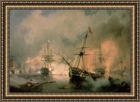 The Battle of Bannockburn Framed Paintings - The Battle of Navarino by Ivan Konstantinovich Aivazovsky