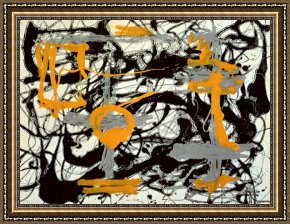Saba at The Balcony VIII Black Dress Framed Prints - Yellow Grey Black by Jackson Pollock
