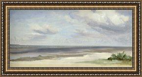 Sea Framed Paintings - A Beach on the Baltic Sea at Laboe by Jacob Gensler