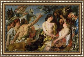 Atalanta And Meleager Framed Prints - Meleager and Atalanta by Jacob Jordaens