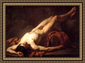 Males Nudes in a Seated Tug-of-war Framed Paintings - Male Nude Known As Hector by Jacques Louis David