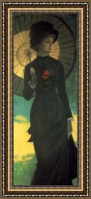 Mr And Mrs a Mosselman And Their Two Daughters Framed Paintings - Mrs Newton with a Parasol by James Jacques Joseph Tissot