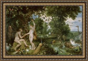 The Garden of Eden Framed Paintings - The Garden of Eden with the Fall of Man by Jan Brueghel and Rubens