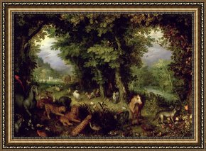 Eden Framed Paintings - Earth or The Earthly Paradise by Jan the Elder Brueghel
