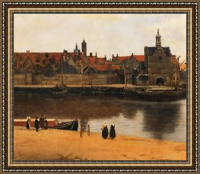 View of Delft Framed Paintings - View of Delft by Jan Vermeer
