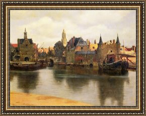 View of Delft Framed Paintings - View of Delft by Jan Vermeer