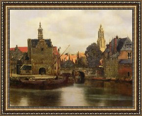 View of Delft Framed Paintings - View of Delft by Jan Vermeer